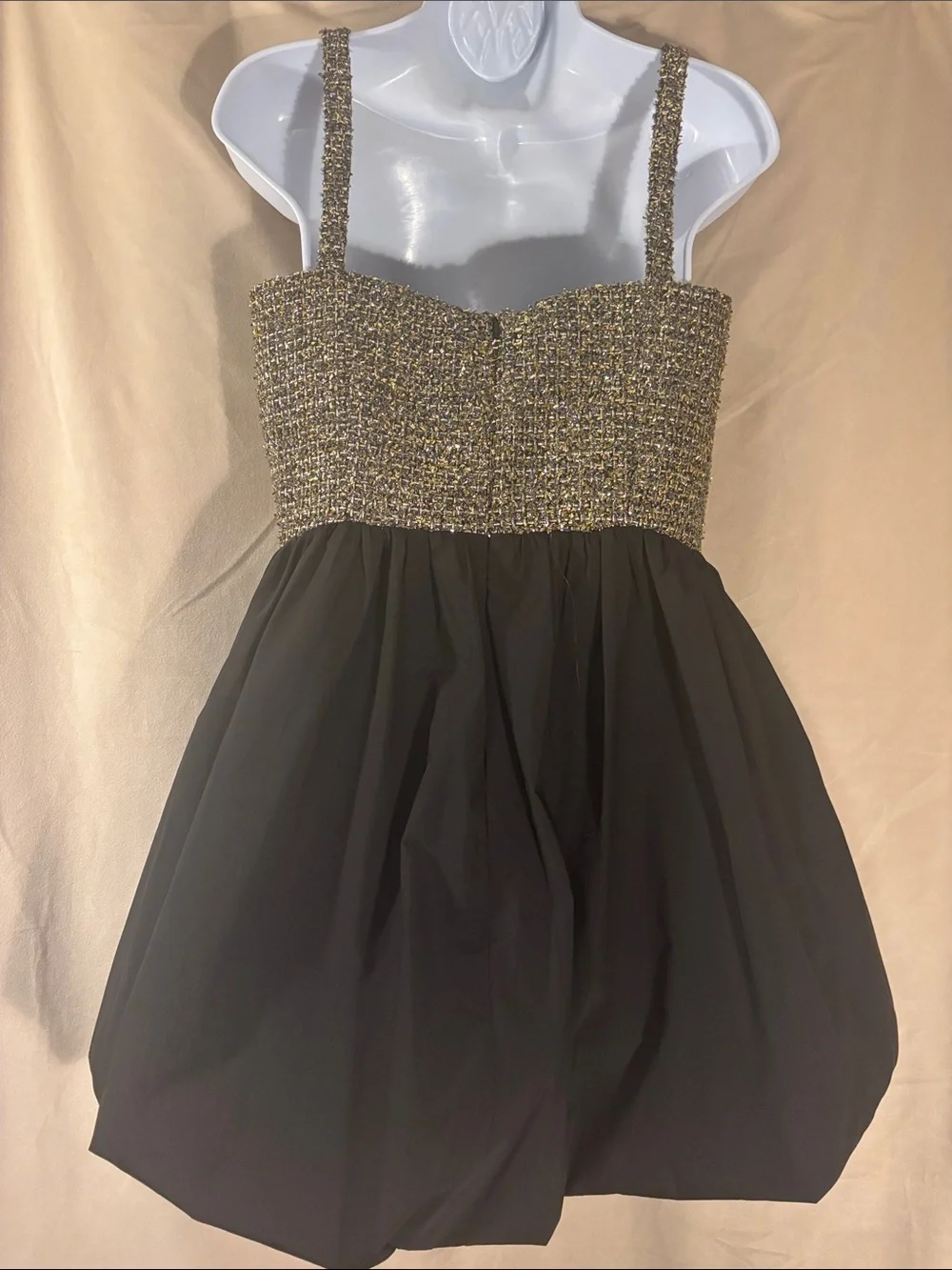 Amanda Uprichard Christine Black & Gold Mini Bubble Skirt